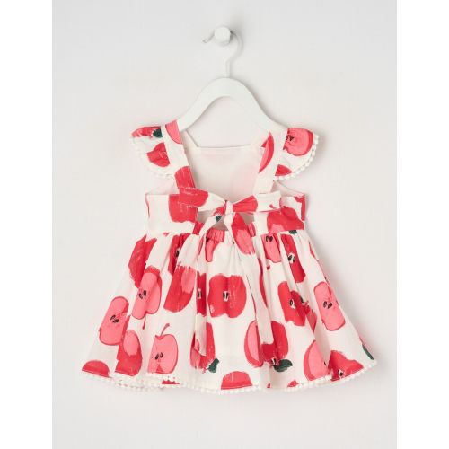 Teeny Weeny Linen-Blend Apple Dress, Red