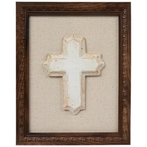 Carved Cross Framed Wall Decor
