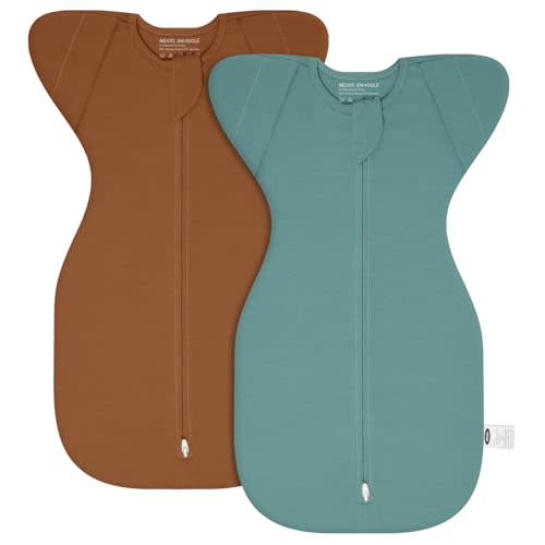 MEXXI Swaddle Baby Sleep Sack With Arms Up, 2 Pack Baby Transitional Swaddle with Double Zipper,0.5 TOG