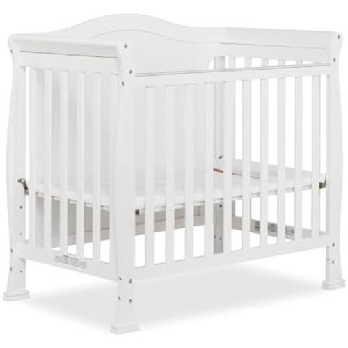 Addison Full Panel 4-in-1  Mini Crib in White  JPMA Certified Baby Crib  Non-Toxic Finish  New Zealand Pinewood  Low to Floor Design