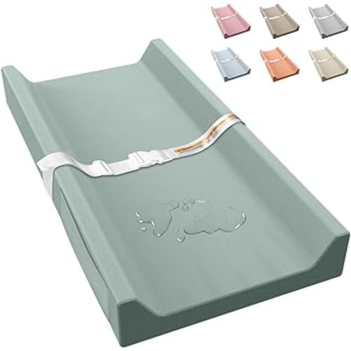 Vegan Leather Baby Changing Pad Waterproof & Wipeable with Pockets | Soft Diaper Changing Mat 32" x 16.6" Comfortable Infant Changing Station for Dresser & Table