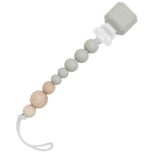 Loulou Lollipop Colour Pop Silicone & Wood Pacifier Clip - Cool Gray
