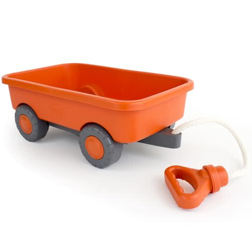 Green Toys Wagon, Orange CB - Pretend Play, Motor Skills, Kids Outdoor Toy Vehicle. No BPA, phthalates, PVC. Dishwasher Safe, Recycled Plastic.