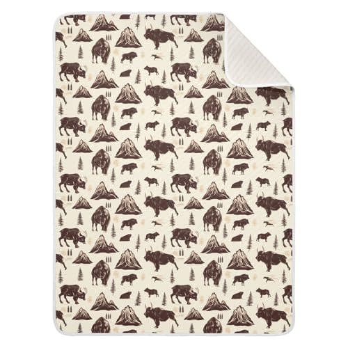 Baby Swaddle Blanket for Boys Girls Soft Warm Stroller Throw Blanket for Newborn Infant Toddler 30X40in National Park Deer Bear Moose