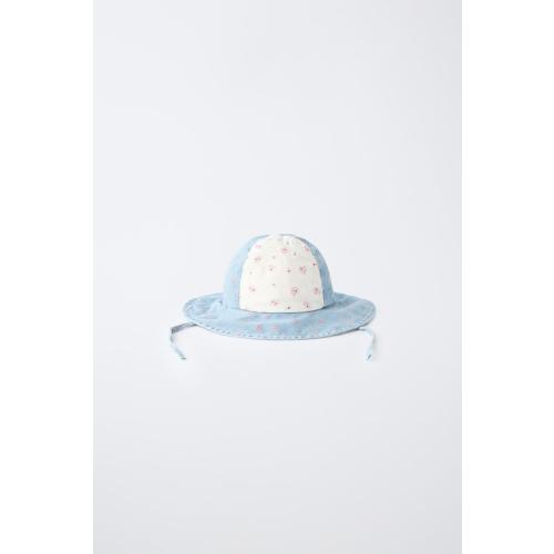 FLORAL PATCHWORK BUCKET HAT - Blue / White | ZARA United States
