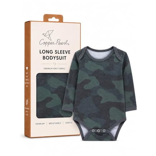 Copper Pearl Long Sleeve Bodysuit Baby: Ultra Soft Baby for Newborns, Boys, and Girls - Stylish, Comfortable, Overlap Shoulders, Premium Knit Fabric - Hunter, 3-6 Months