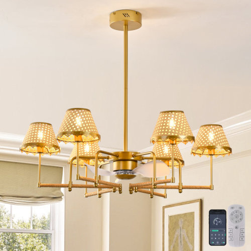 Mercer41 37.4" Boho Rattan Farmhouse Ceiling Fan With Light Kit And Remote | Wayfair