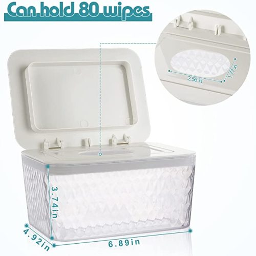 Jitnetiy Wipes Holders, Large Capacity Wipes Dispenser Box Wipes Case Dustproof Wipes Box with Lid Keep Diaper Wipes Fresh (White)
