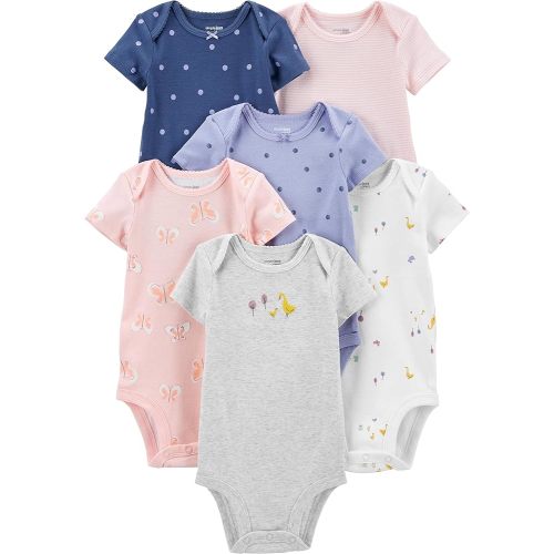 Simple Joys By Carter's Baby Girls Short-sleeve Bodysuit Shirt, Violet/Pink/Butterfly, 6-9 Months US