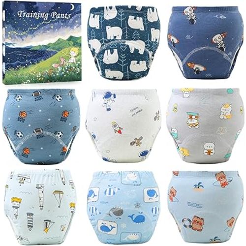 Upairy Potty Training Pants Cotton Absorbent Training Underwear for Toddler Boy and Girls 2T-5T,Soft Absorbent & Leak-Proof with Characters(8PCS,S)