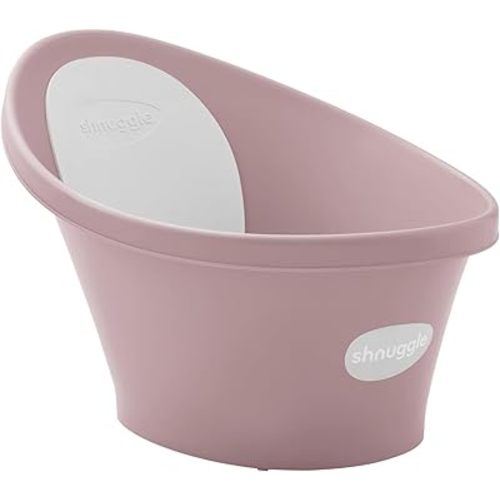 Shnuggle Newborn Baby Bath | Built in Support Bump and Soft Backrest | Suitable from Newborn | Bath Seat Support Includes Plug | Blossom Pink