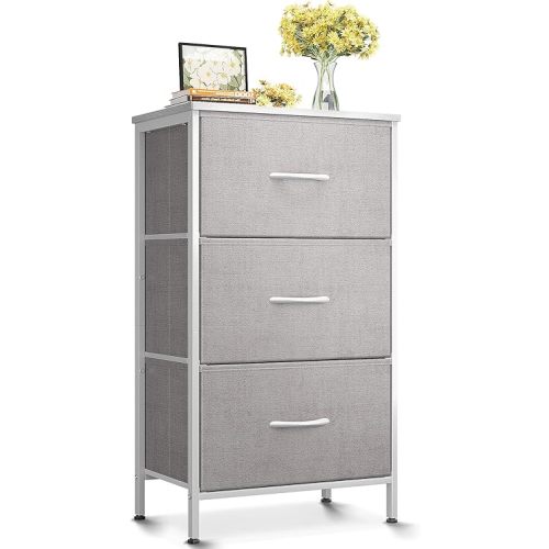 AODK Dresser for Bedroom Nightstand Small Dressers Chest of Drawers End Table for Living Room, Closet Dresser with 3 Storage Drawers Organizer Clothes, Light Grey