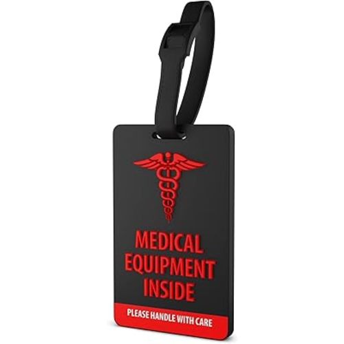 Shacke Medical Equipment Luggage Tag for Respiratory Devices (Black/Vertical)