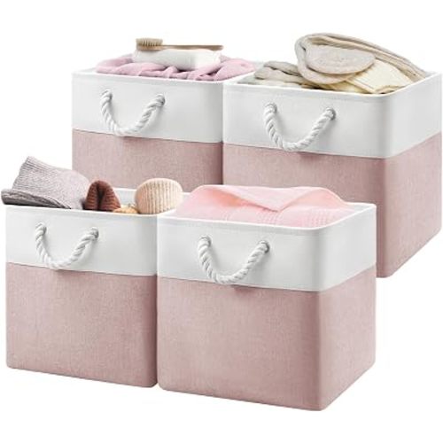 Patvingot 13-Inch Fabric Cube Storage Bins with Handles,4 Pack,Foldable