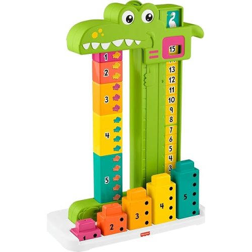 Fisher-Price Preschool Learning Toy Adding Alligator Counting Activity with 10 Stacking Blocks for Kids Ages 3+ Years