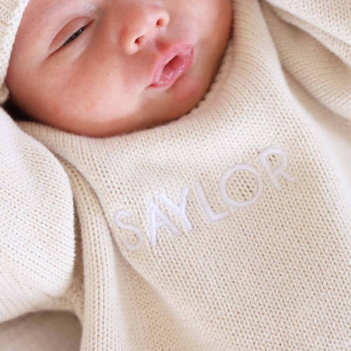 Embroidered Knit Sweater Bubble Romper | Ash