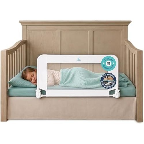 Hiccapop Convertible Crib Bed Rail for Toddlers, Crib Rail Guard, White