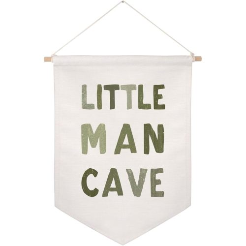 ZEARPT Little Man Cave Pennant Flag Wall Art Banner, Kids Room Decor, Nursery Wall Decor, 12.5 x 18 inches, Eco-friendly Fabric, Boho Style