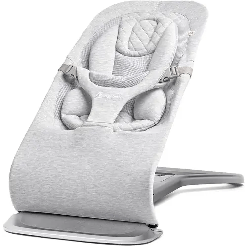 Ergobaby Evolve Transat 3 en 1, siège transat réglable multi-positions, convient aux nouveau-nés aux tout-petits, gris clair