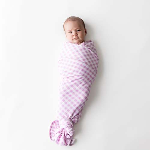 Swaddle Blanket in Gingham Thistle