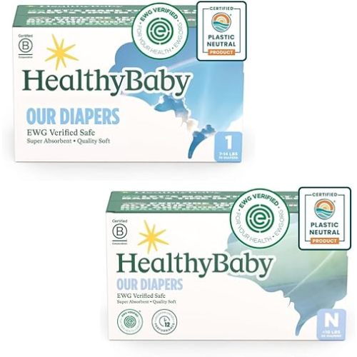 Our Diapers | EWG Verified Safe & Plant-Based Diapers | Leak Protection | Soft Organic Cotton Shell Size N and Size 1
