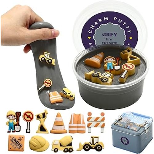 Special Supplies Sensory Therapy Putty for Kids and Adults with Cute Charms, Resistive Hand Exercise Stress Relief Therapy Putty (Construction)
