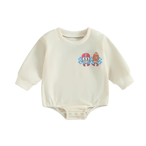 Baby Football Outfit Toddler Boy Girl Game Day Onesie Bubble Sweatshirt Romper Infant Fall Winter Clothes