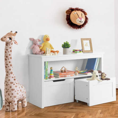 CAPHAUS Storage Organizer with 2 Wheeled Drawers and Shelf, Compact Floor Cabinet for Home, Office or Bedroom | Wayfair