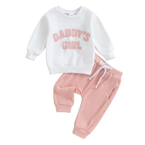 Toddler Baby Girl Clothes Daddys Girl Long Sleeve Pullover Sweatshirt Stretch Jogger Pants Infant Fall Winter Outfit