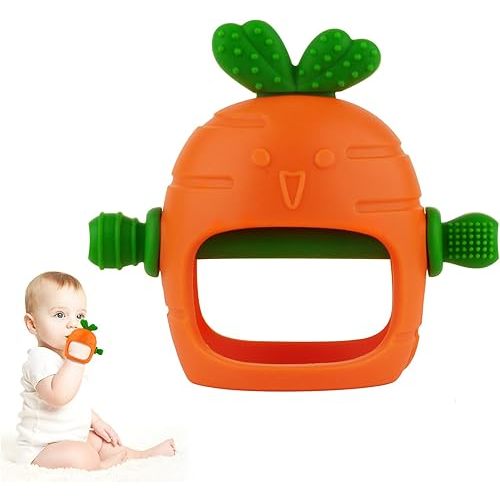 Chuya Silicone Baby Teething Toys Teether for Babies 0-24 Months Carrot Hand Teethers Teething Relief Sore Gums Baby Toys for Infants