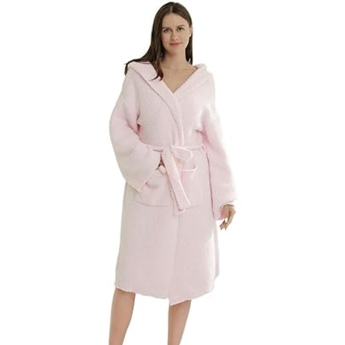 DOOWELL Women's Knit Lightweight Absorbent Robes, Soft Spa Bathrobe Loungewear with Pockets