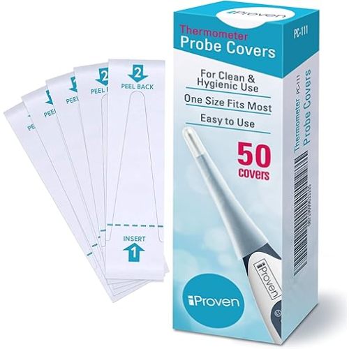 iProven Disposable Probe Covers for Oral Thermometer and Rectal Thermometer, 50 Count - iProven PC-111