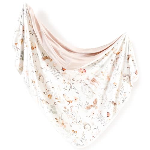 GRSSDER Baby Blankets Super Soft Stretchy Jersey Knit Swaddle Blanket for Baby Girls, Stylish Double Layer Receiving Blankets 34 x 44 Extra Large for Swaddling, Blush Pink