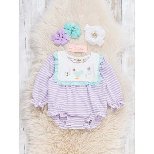 Country Chicken Striped Embroidered Bubble