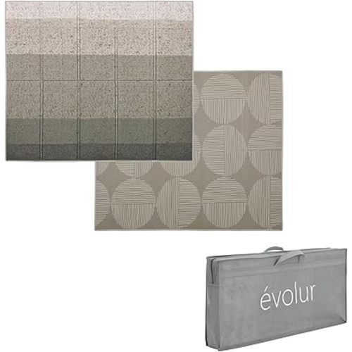 Evolur CozyCush Reversible Non-Toxic Baby Kids Playmat || Foldable Large Thick Foam Crawling Playmats for Toddlers|Waterproof Portable Playmat for Babies | Yoga/Picnic/Game Mat|Indoor/Outdoor