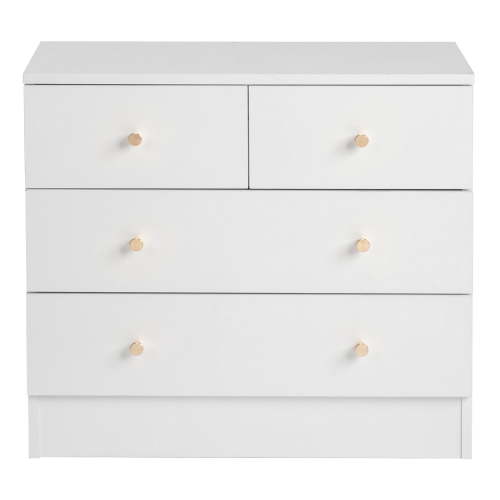 Resenkos 4 Drawer Dresser with Gold Handle, Dresser Chest of Drawers Organizer, Adult, White