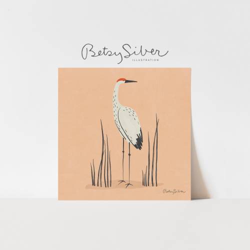 Sandhill Crane Art Print | Kid Room Decor | Nursery Wall Art | Sandhill Crane Wall Art | Sandhill Crane Illustration | Nature Decor
