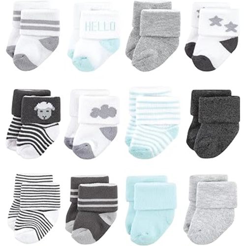 Hudson Baby Basics Unisex Baby Cozy Terry Baby Sock 12-Pack