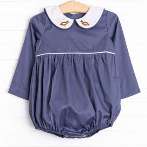 French Knot Mallard Embroidered Boy Bubble, Navy – Stitchy Fish