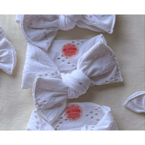 *RESTOCK* White Eyelet Tie On Eyelet – Bloom Headwraps