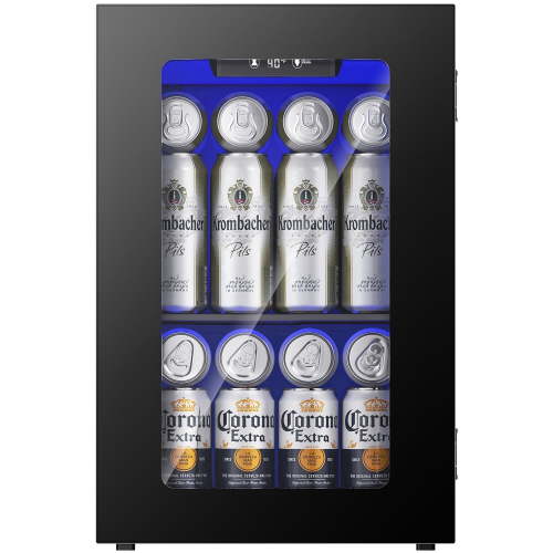 Simzlife 24 Can Mini Beverage Refrigerator, Portable Wine Cooler with Glass Door, Mini Refrigeratorfor Beverage/Wine/Beer,Black