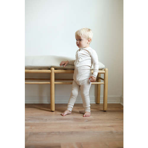 Bone Ribbed Solid Double Zipper Bamboo Sleeper