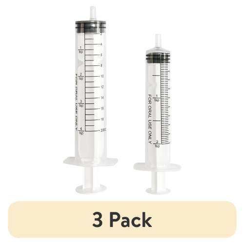 (3 pack) Equate Plastic Medicine Dosing Oral Syringe Set, 2 Tsp and 4 Tsp Capacity, 2 Pieces