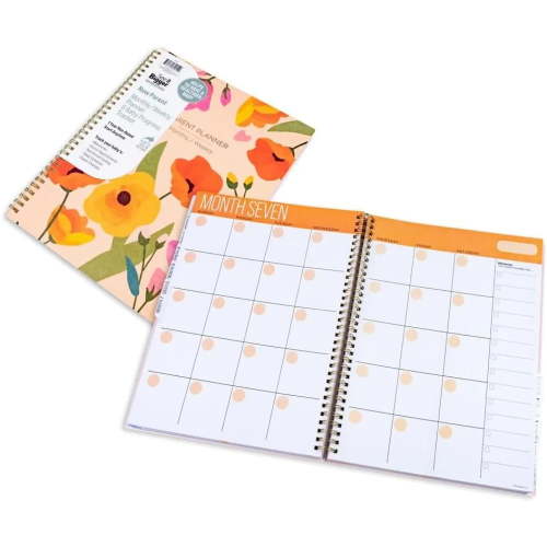 See It Bigger Undated New Parent Planner -12-Month Monthly/Weekly Baby Tracker- 9.25" x 11.25"- Floral Design- Large Print, Dual Spiral Bound Organizer for Feedings, Diapers, Naps, Milestones & More