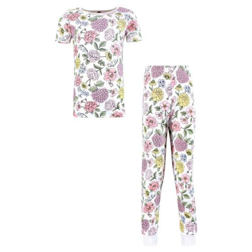 Hudson Baby Infant Girls Cotton Pajama Set, Vintage Blossom