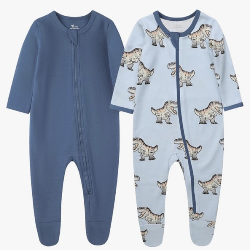 O2 BABY Baby Boys Girls Organic Cotton Zip-Front Sleeper Pajamas, Footed Sleep 'n Play