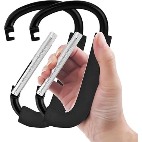 2 Pack Stroller Hooks, 6.3" Large Stroller Clip, Extra Large Carabiner, Big Carabiner Clip Heavy Duty, Universal Stroller Accessories for Mommy, Hang Shopping Bags, Purses, Diaper Bags, and Tools