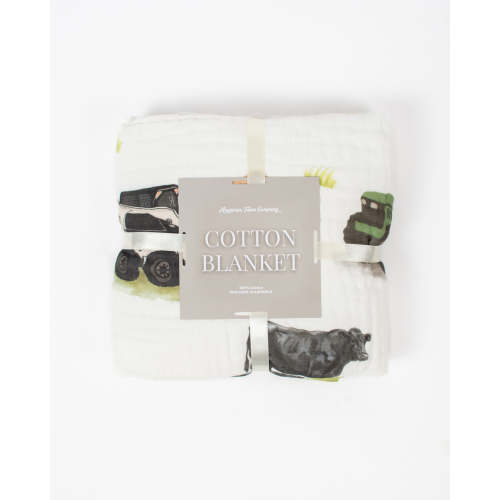 Green Tractor Farm Life Cotton Baby Blanket – American Farm Company