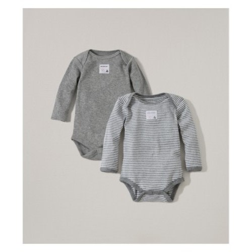 Burt's Bees Baby® Organic Cotton 2pk Long Sleeve Bodysuit Set - Heather Gray, Size: Preemie