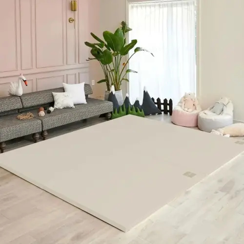 Wunderkids Deluxe Folding Baby Play Mat - Perfect for Crawling, Tummy Time, and Noise Reduction (Small: 78.5 x 47 inch, Sand)